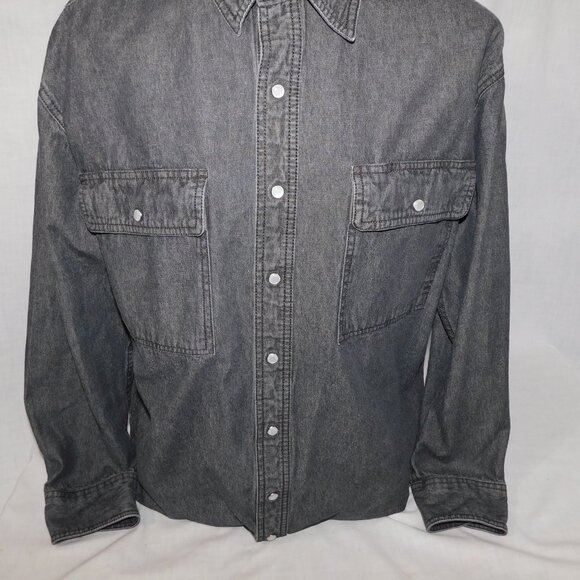 Dakota Workpro Series Mens L Black Collard  Denim Pearl Snap Closure Shirt - Picture 6 of 14